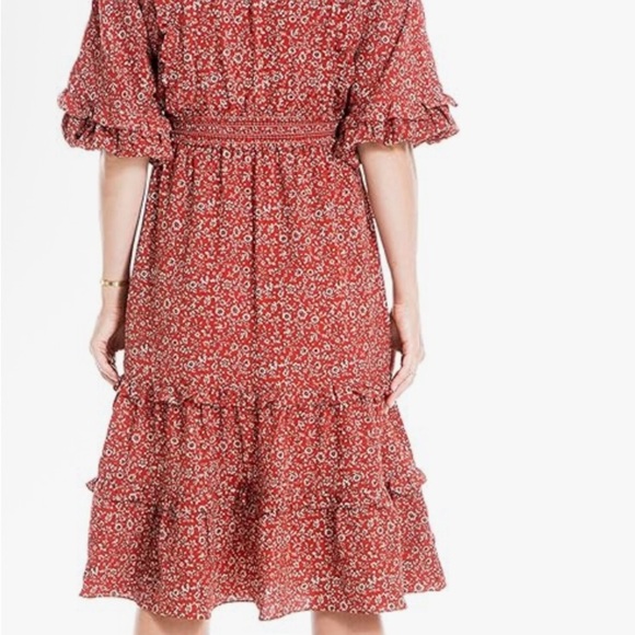 Max Studio Orange Midi Dress with Ruffled Tiered Design - Picture 11 of 11